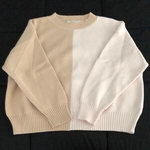 Magaschoni Beige Combo Sweater, Size Medium